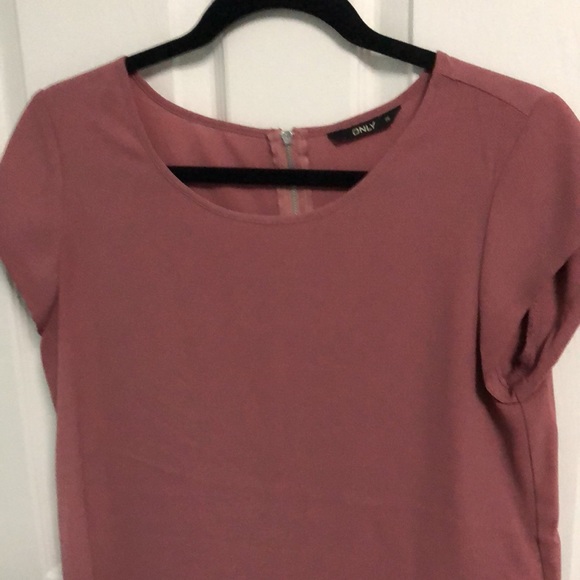 ONLY mauve shirt sleeve blouse zipper back size s - Picture 2 of 6
